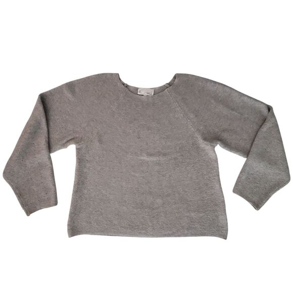 FATE by LFD Minimalist Wide Neck Raglan Grey Knit Sweater Sz L Relaxed Fit Cozy - Picture 5 of 10